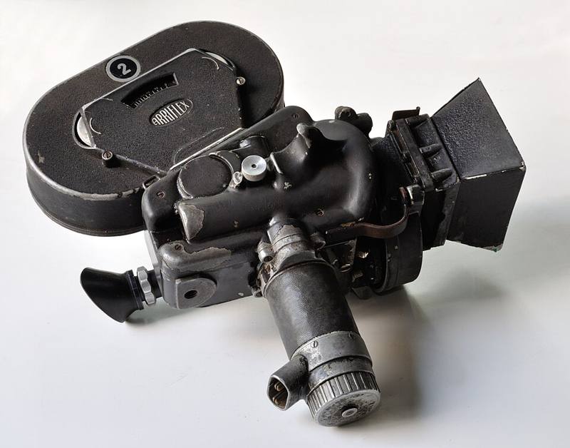 A vintage Arriflex 35mm movie camera on display