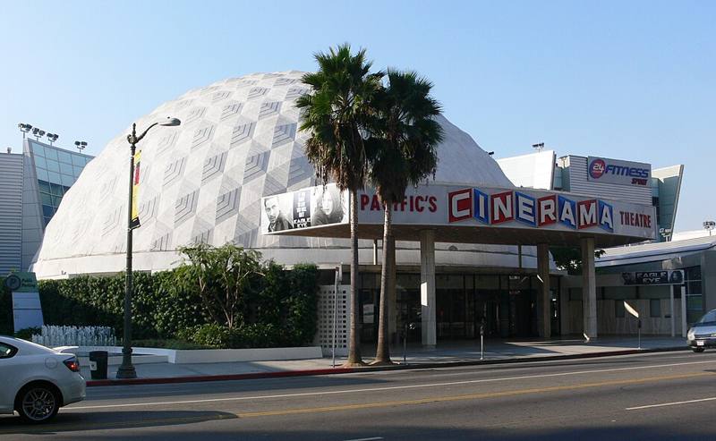 The geodesic dome of the Cinerama Dome theater in Hollywood