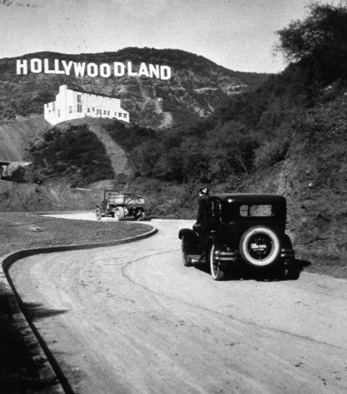 The original Hollywoodland sign on the hills above Los Angeles