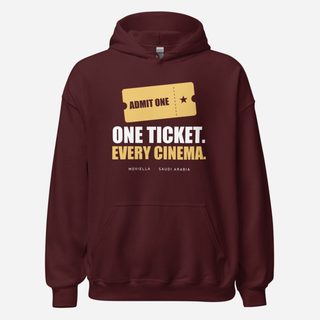 Moviella One Ticket Every Cinema Cinema Hoodie Maroon