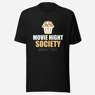 Moviella Movie Night Society (Popcorn) Cinema Tee Black