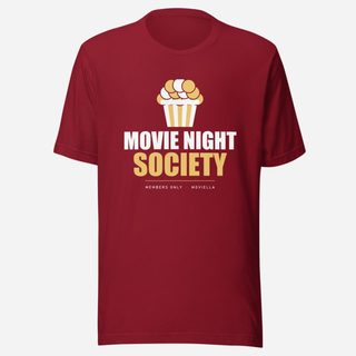 Moviella Movie Night Society (Popcorn) Cinema Tee Cardinal