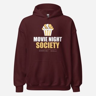 Moviella Movie Night Society (Popcorn) Cinema Hoodie Maroon