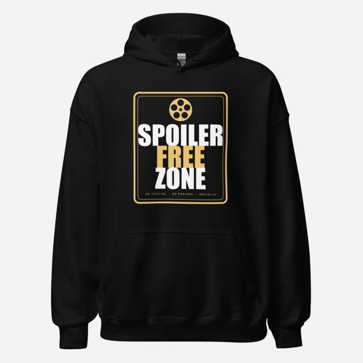 Moviella Spoiler Free Zone Cinema Hoodie in Black
