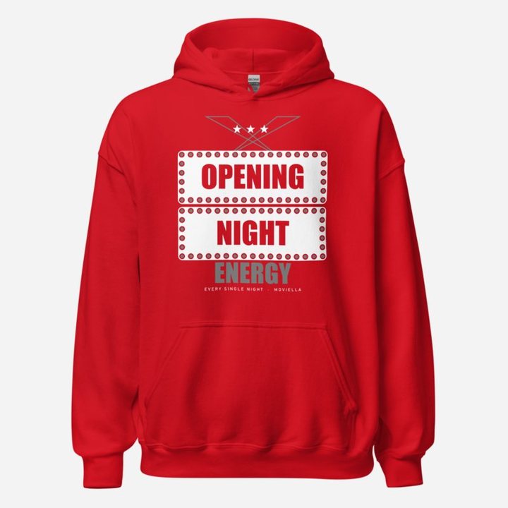 Moviella Opening Night Energy Sayings Hoodie in Red