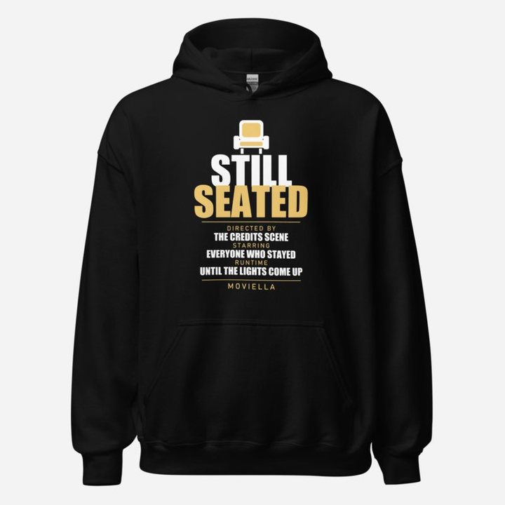 Moviella Still Seated Sayings Hoodie in Black