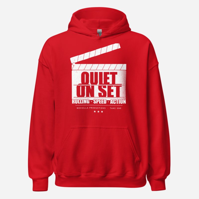 Moviella Quiet On Set Screening Room Hoodie in Red