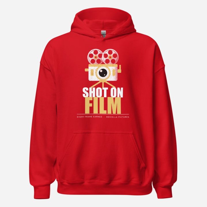 Moviella Shot On Film Screening Room Hoodie in Red