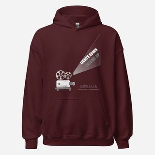 Moviella Projector Glow Screening Room Hoodie Maroon