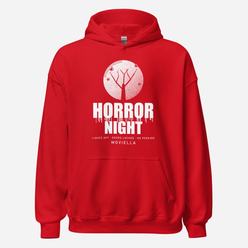 Moviella Horror Night Screening Room Hoodie in Red