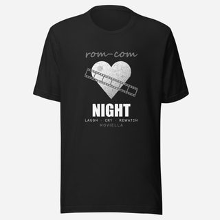 Moviella Rom-Com Night Screening Room Tee Vintage Black