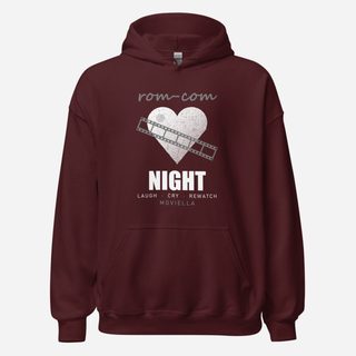 Moviella Rom-Com Night Screening Room Hoodie Maroon