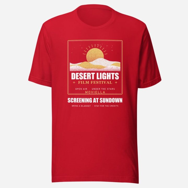 Moviella Desert Lights Festival Screening Room Tee in Red