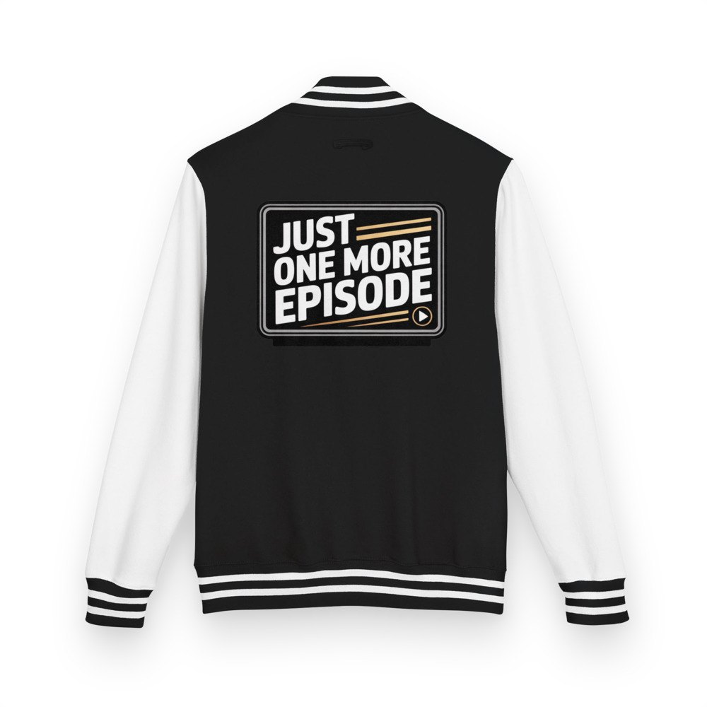 Moviella Just One More Episode Varsity Jacket Jet Black/Arctic White