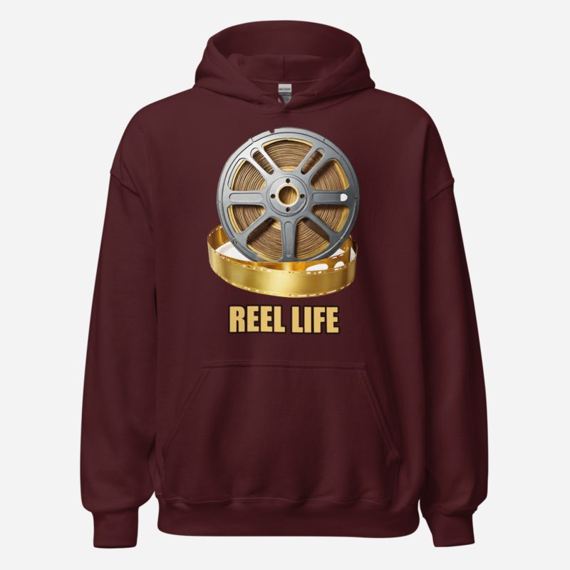 Moviella Reel Life Film Hoodie Maroon