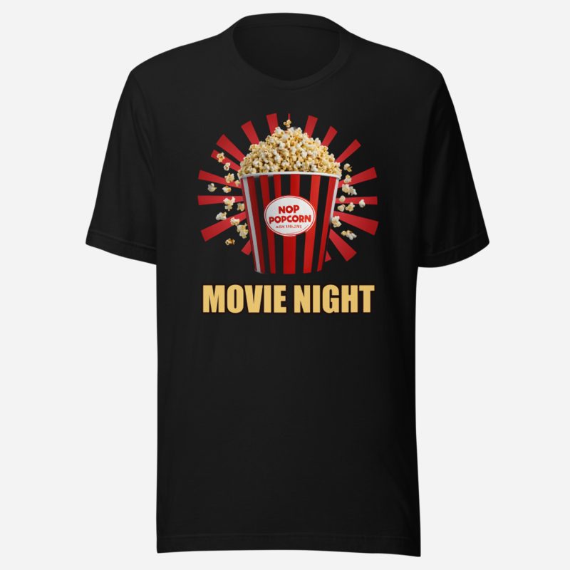 Moviella Movie Night Popcorn Tee Black