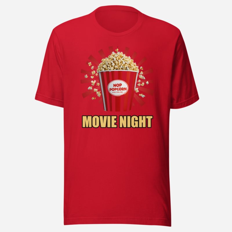 Moviella Movie Night Popcorn Tee in Red