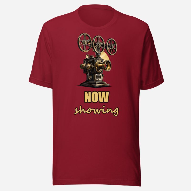 Moviella Now Showing Projector Tee Cardinal