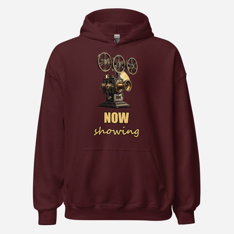 Moviella Now Showing Projector Hoodie in Maroon