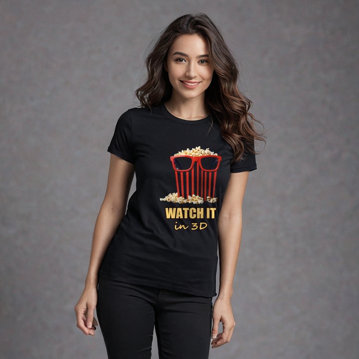 Moviella Watch It In 3D Glasses Tee in Black