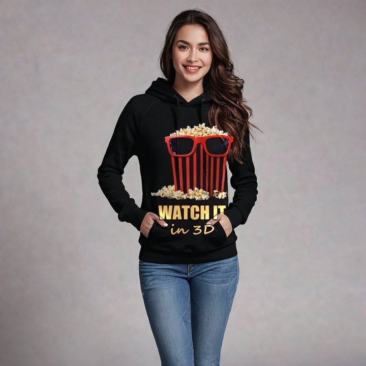 Moviella Watch It In 3D Glasses Hoodie in Black