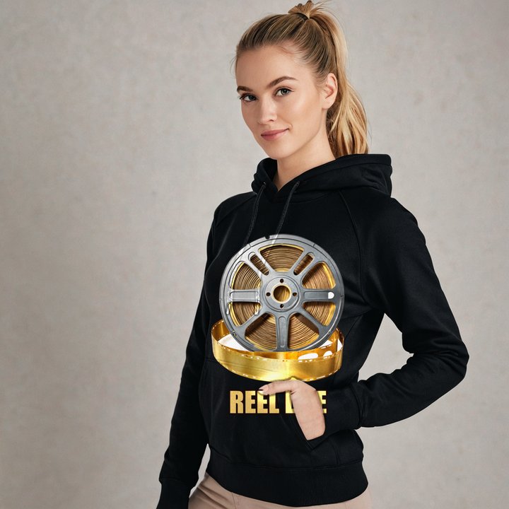 Moviella Reel Life Film Hoodie in Black