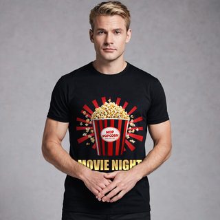 Moviella Movie Night Popcorn Tee AI model